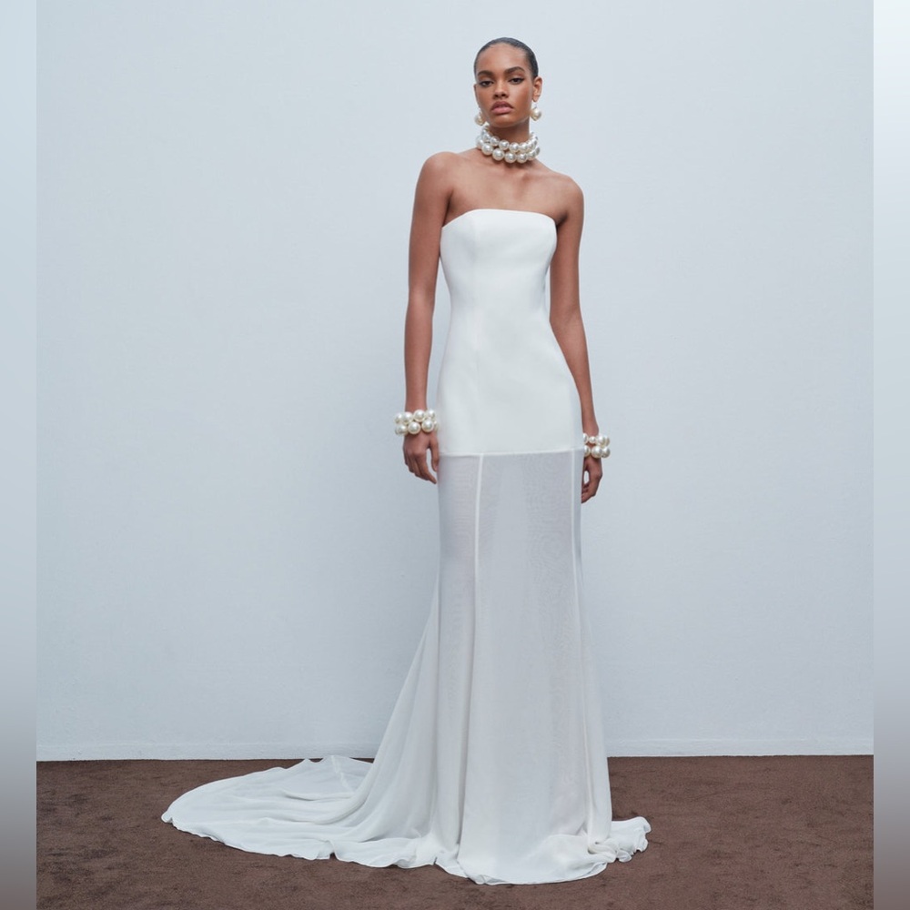 ILA. Isabel Strapless Shiffon Maxi Dress Size 38 (8)